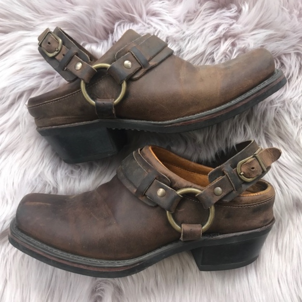 Frye Belted Harness Mules sz 7.5